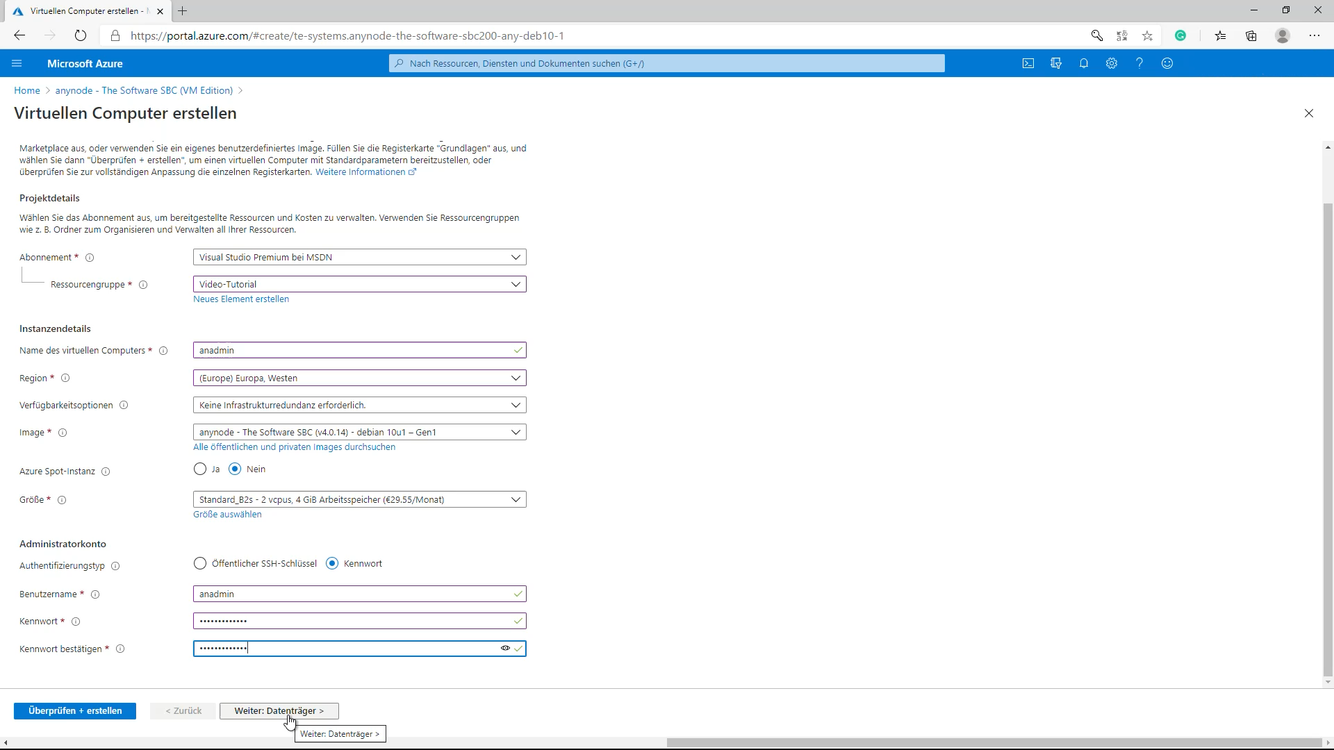 Azure Bereitstellung_15_Virtuellen Computer erstellen