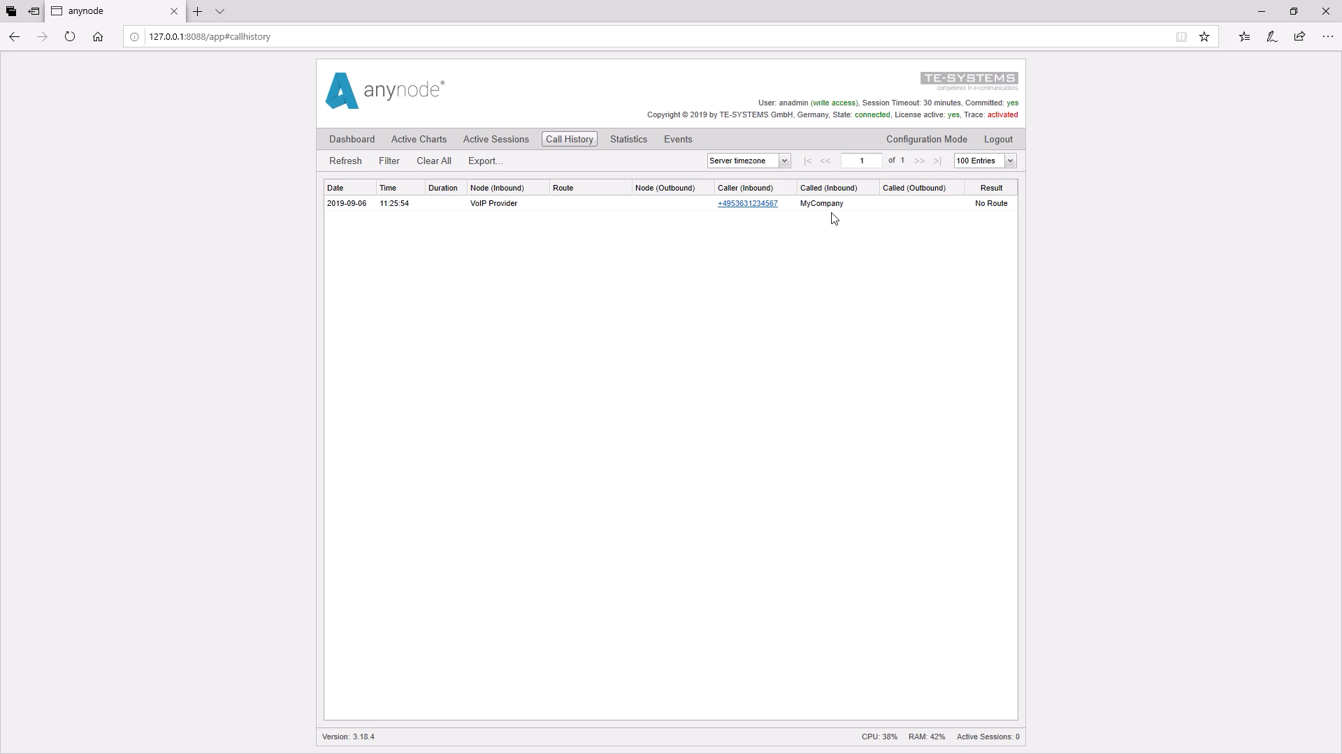 SIP Header Call History