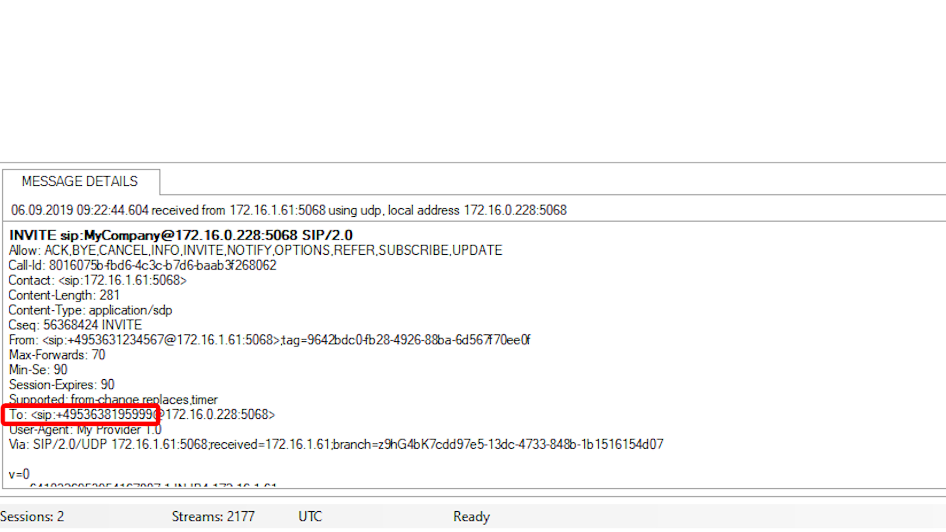 SIP Header Message Details2